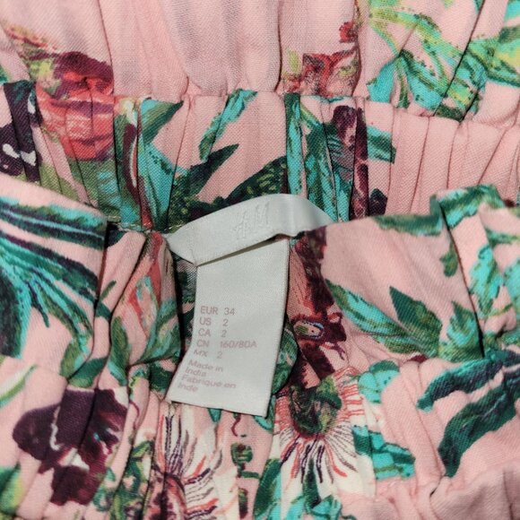 H&M Floral Tropical Print Midi Dress With Adjustable Straps Size S 100% Cotton W - Picture 5 of 9